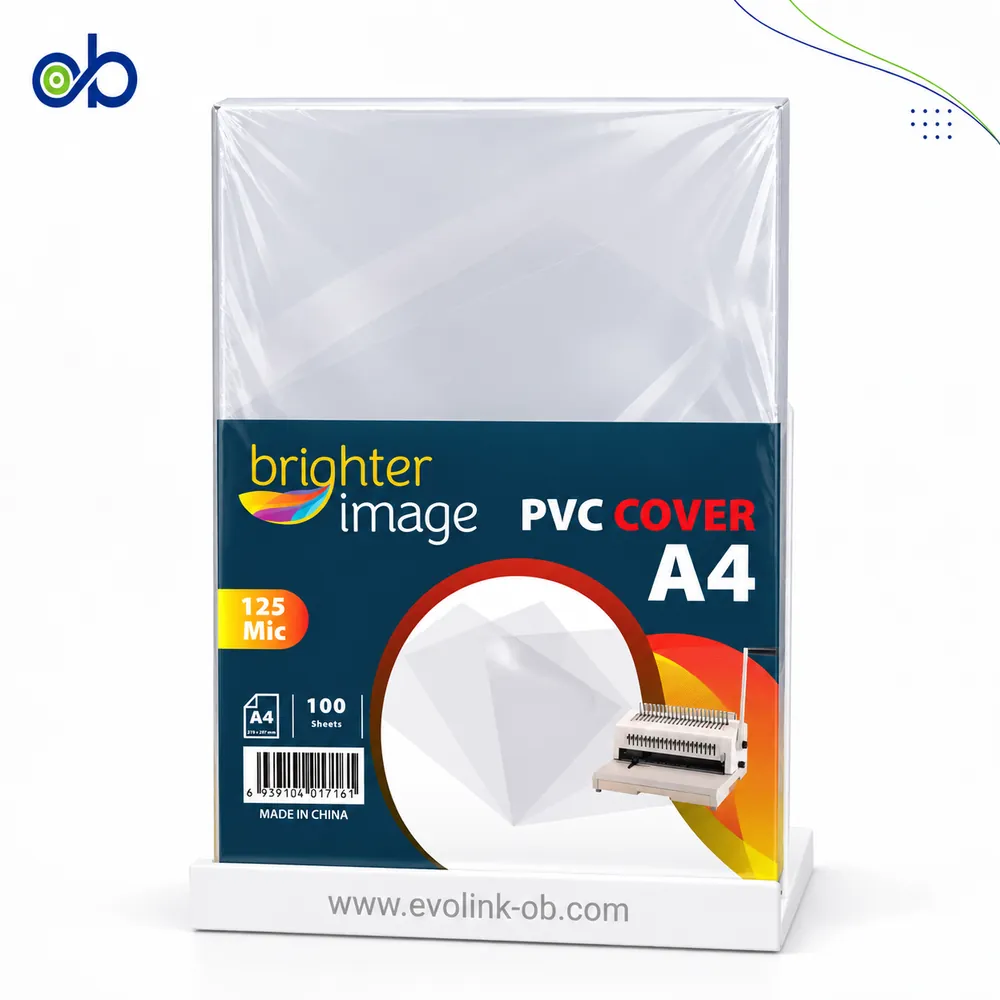 ⁦Brighter Image PVC Clear Binding Covers A4 125 Micron - 100 Sheets⁩