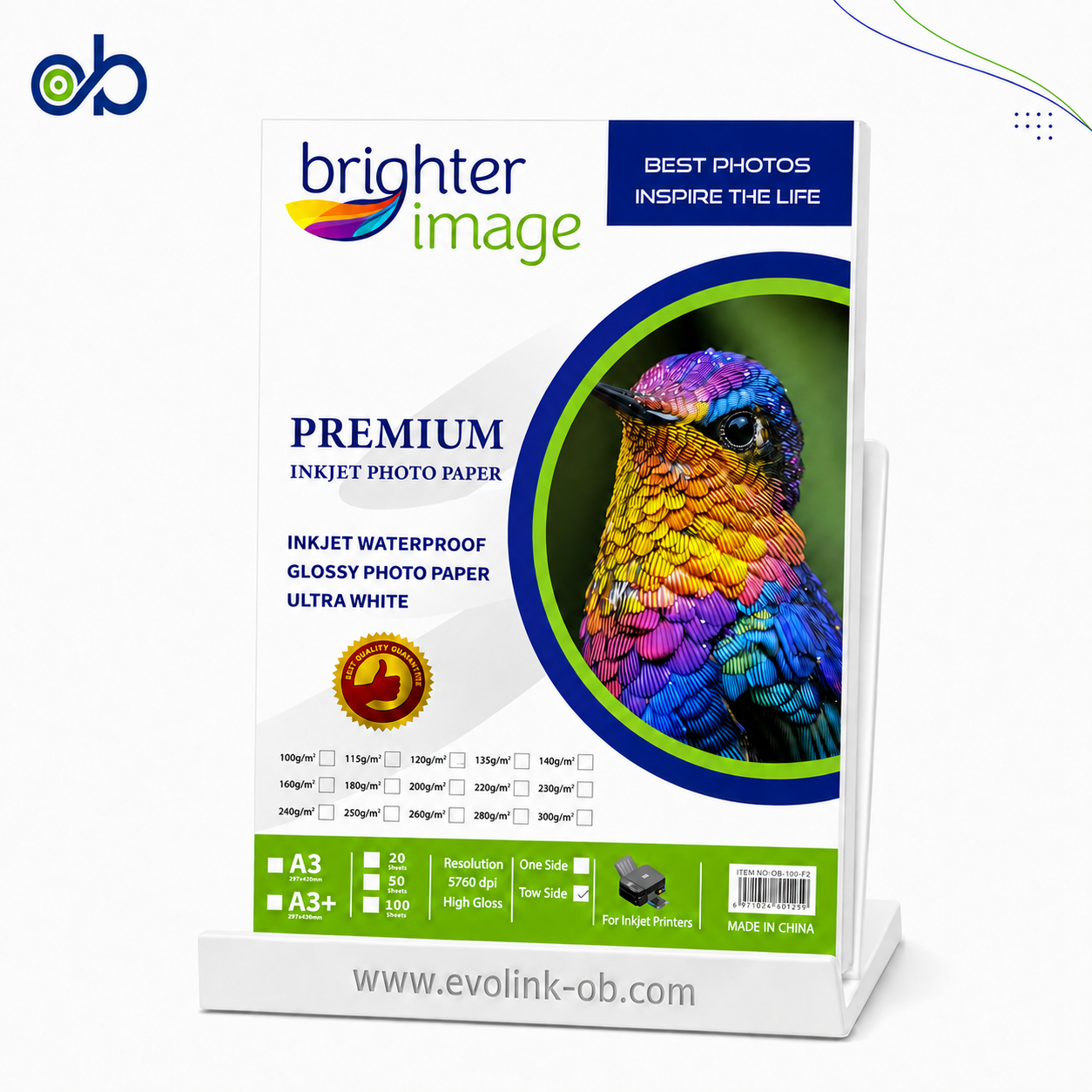 ⁨ورق صور لامع ⁦Brighter Image⁩ مقاس +⁦A3⁩ وجهين⁩‏ - ‏⁨100 غرام⁩
