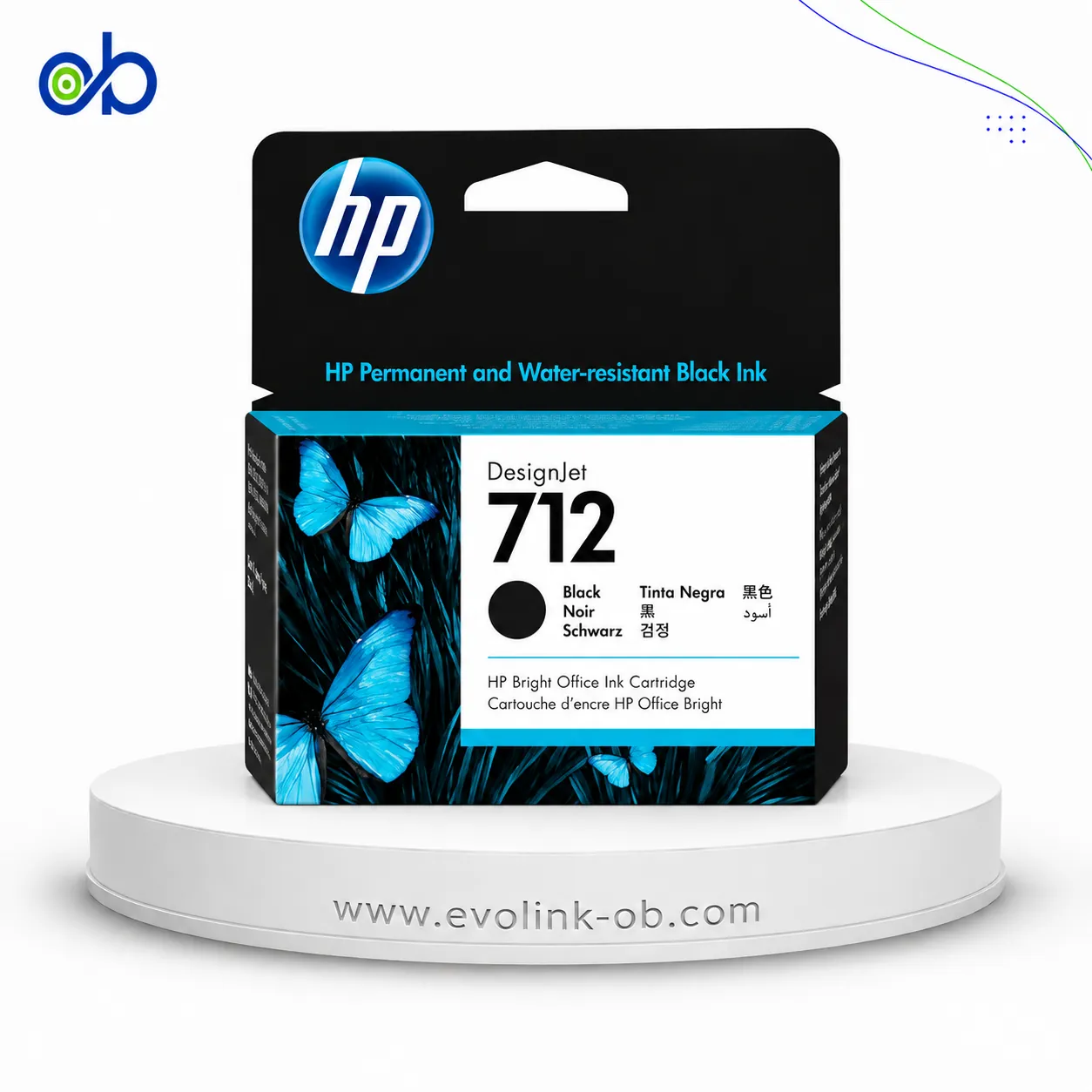 ⁦HP 712 Black Ink Cartridge 38ml⁩