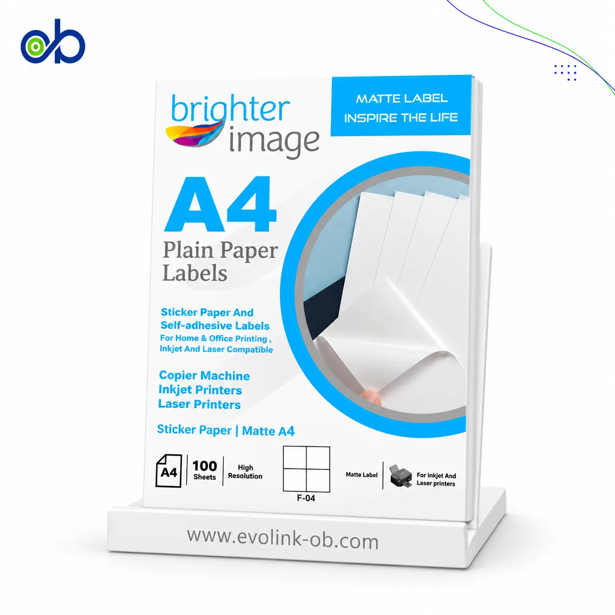 ⁨ورق لاصق مقطع ⁦Brighter Image A4⁩⁩‏ - ‏⁦4pcs (F-04)⁩